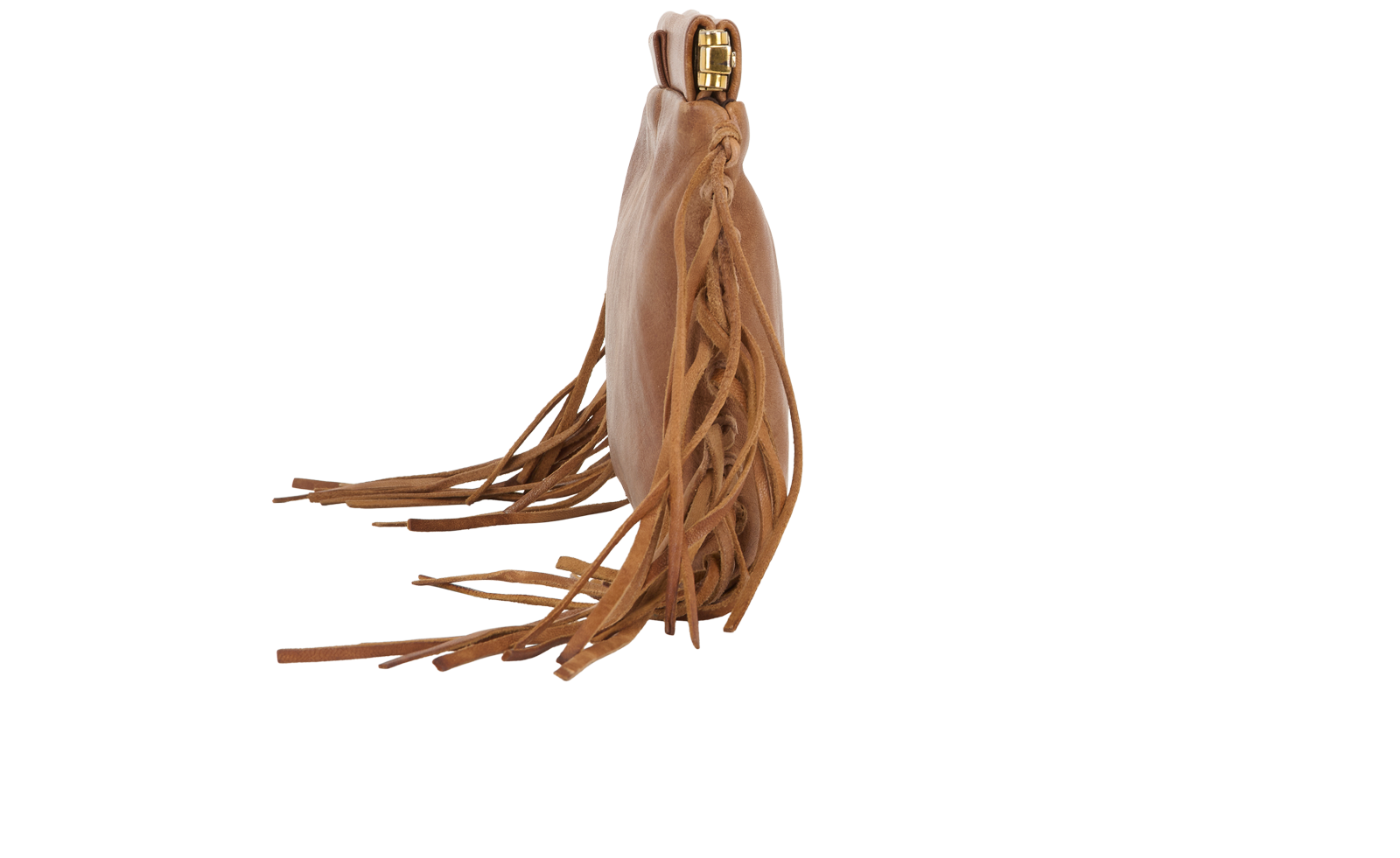 Fringe Clutch, &pound;320, Handbags, Brown, Leather, Side view